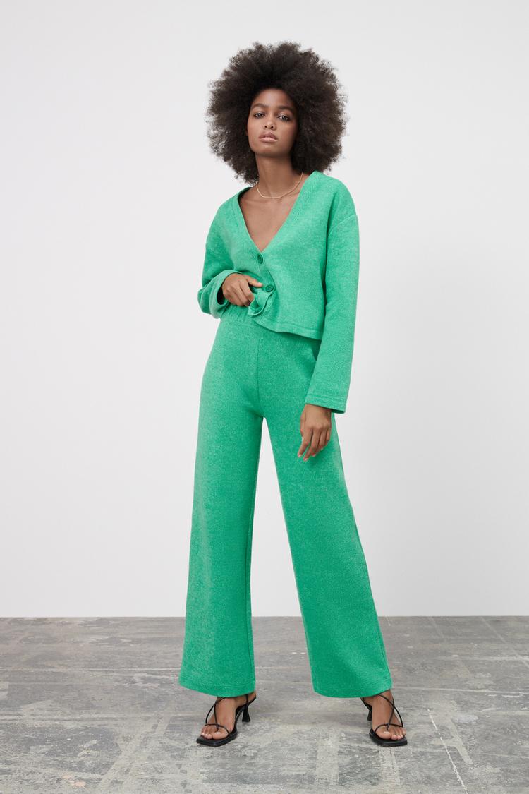 SOFT WIDE LEG PANTS Green ZARA United States